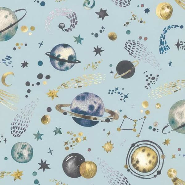 ovävt tapet 300949 barnrum 53 x 1005 cm Rasch Kids World blå guld