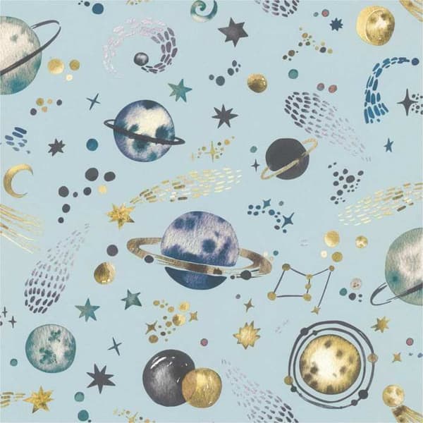 ovävt tapet 300949 barnrum 53 x 1005 cm Rasch Kids World blå guld