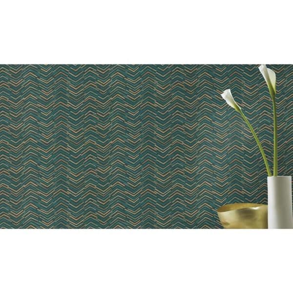 non-woven tapet 560985 3D tapet 53 x 1005 cm Rasch Barbara Home Collection III brun grön