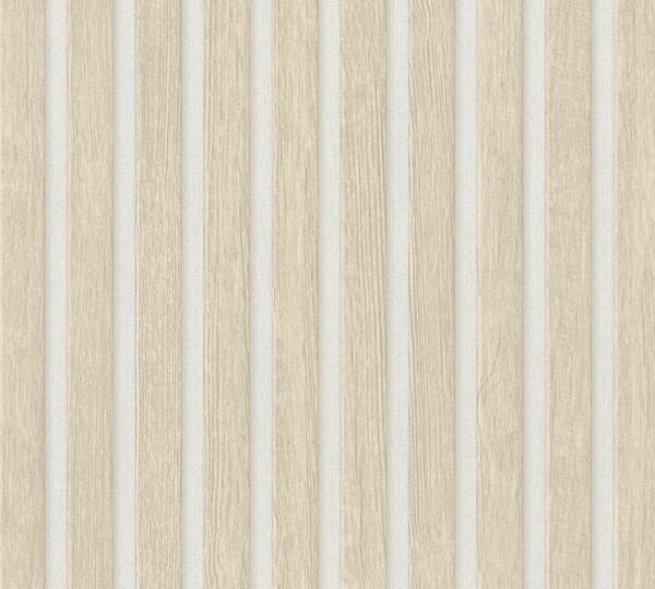 Självklibbande träpanel tapet - Beige vit skandinavisk träpanel - 3D tapet imitation trä - 0,52 x 2,5m -