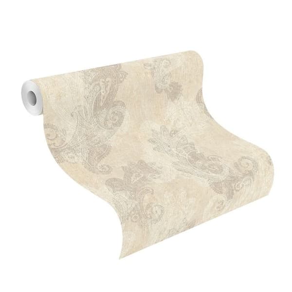 non-woven tapet 746433 barocktapet 53 x 1005 cm Rasch Indisk stil beige vit
