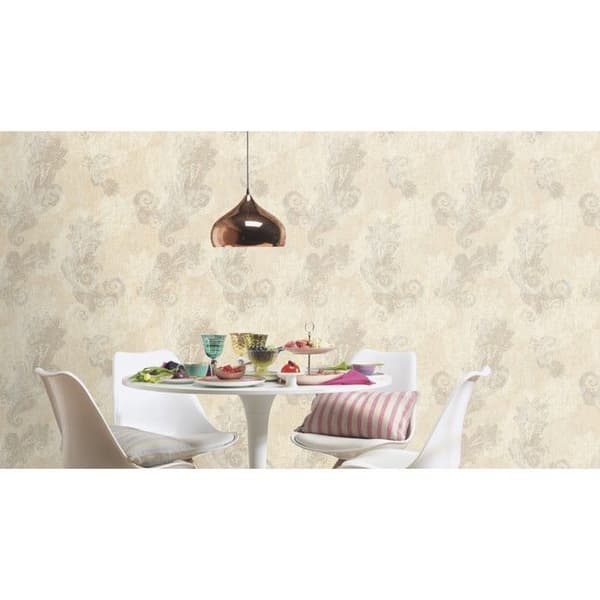 non-woven tapet 746433 barocktapet 53 x 1005 cm Rasch Indisk stil beige vit