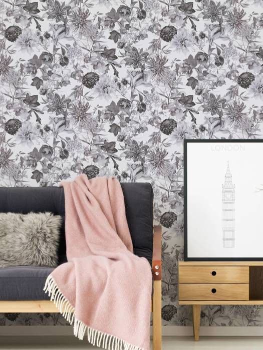 Som. creation - 381753 - A.S. Creation WTD Non-woven tapet Blommönster Grå/vit 10,05 x 0,53 m