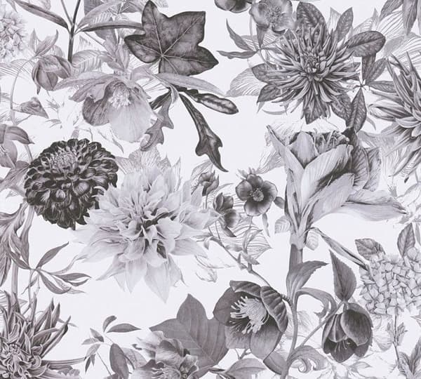 Som. creation - 381753 - A.S. Creation WTD Non-woven tapet Blommönster Grå/vit 10,05 x 0,53 m