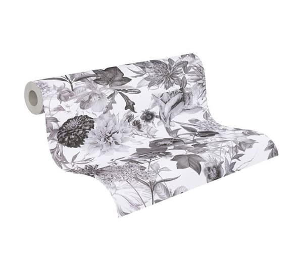 Som. creation - 381753 - A.S. Creation WTD Non-woven tapet Blommönster Grå/vit 10,05 x 0,53 m