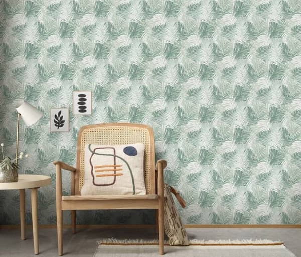 3588 - Vinyles expansionstapet på non-woven, blandning av grön och kaki lövverk - DECORAMA