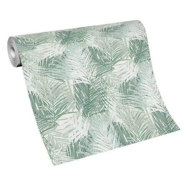 3588 - Vinyles expansionstapet på non-woven, blandning av grön och kaki lövverk - DECORAMA