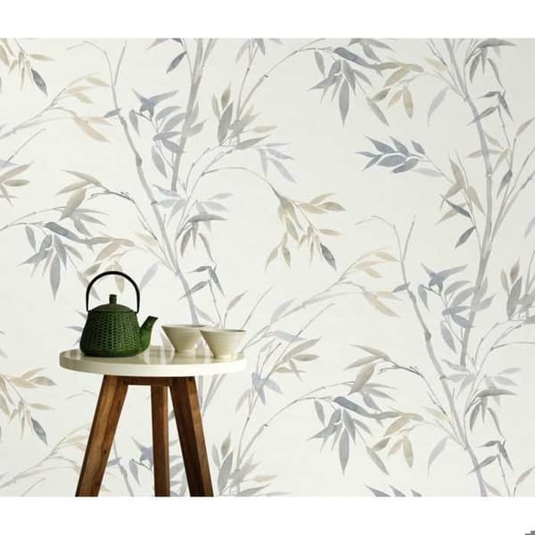 10388-38 - Vinyltapet med textur på non-woven bambu beige grå - DECOR DESIGN