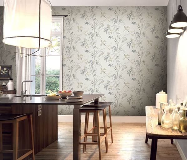 10388-38 - Vinyltapet med textur på non-woven bambu beige grå - DECOR DESIGN