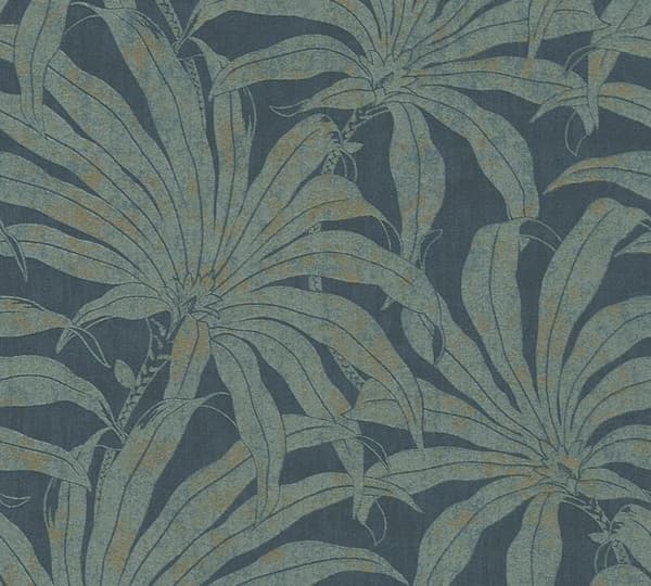 Papper Tapet Lenni Blommor M1-No.11003 Vinyltapet Petrol Guld Tadessi 10.05m x 0.53 m
