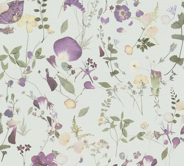 Florentinska Tapeter Blommor M1-No.11306 Non-vävd Grön Lila Tadessi 10,05 m x 0,53 m