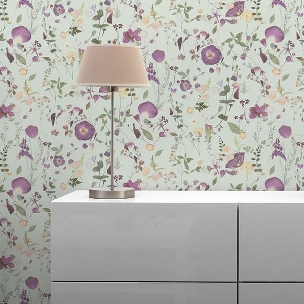 Florentinska Tapeter Blommor M1-No.11306 Non-vävd Grön Lila Tadessi 10,05 m x 0,53 m