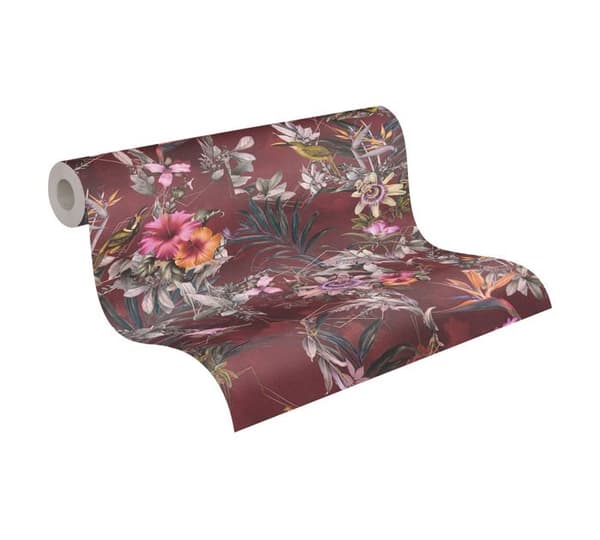 Som. creation - 381785 - A.S. Creation WTD Non-woven tapet Blommönster Röd/grön 10,05 x 0,53 m