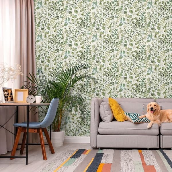 Florentinsk tapet Blommor M1-No.11292 Non-vävd Grön Blå Tadessi 10,05 m x 0,53 m