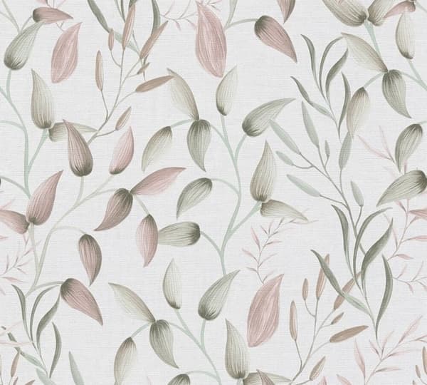 Florentinsk tapet Blommor M1-No.11300 Non-vävt Grön Rosa Tadessi 10,05 m x 0,53 m