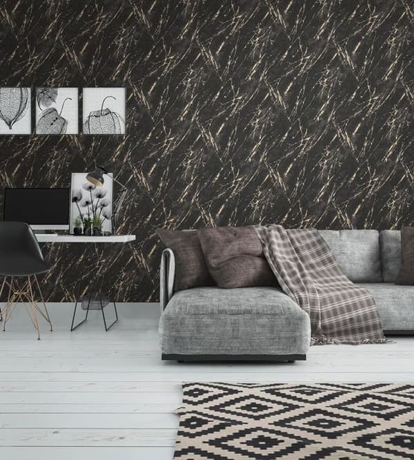 Tapet Giacomo Marmor M1-No.11040 Svart Guld Tadessi 10.05 m x 0.53 m
