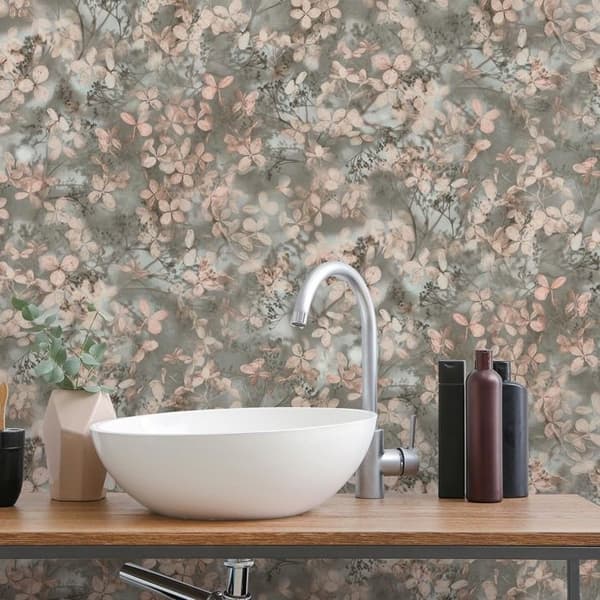 Non-woven tapet 10415-10 Tapet Blommor Floral 0,53 x 10,05 m Erismann Spelet av ljus Grön