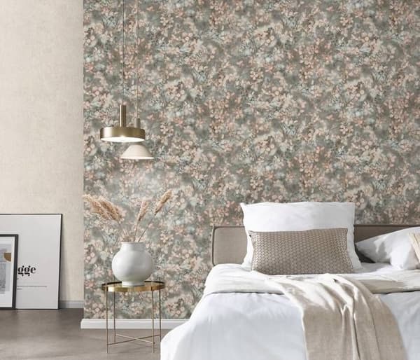 Non-woven tapet 10415-10 Tapet Blommor Floral 0,53 x 10,05 m Erismann Spelet av ljus Grön