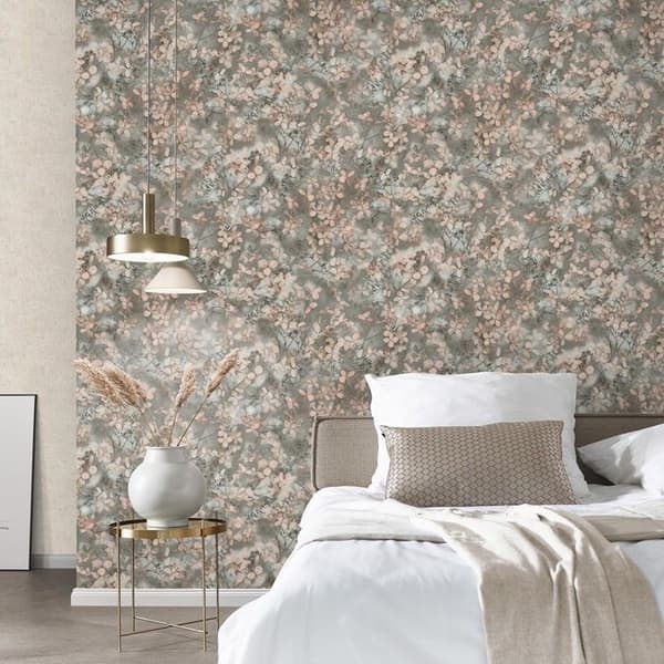 Non-woven tapet 10415-10 Tapet Blommor Floral 0,53 x 10,05 m Erismann Spelet av ljus Grön