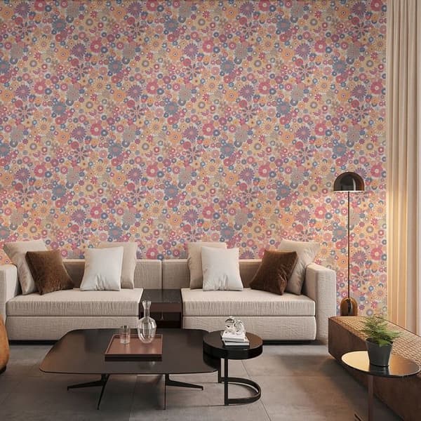 Papper Tapet Lenni Blommor M1-No.10926 Non-woven Röd Blå Tadessi 8.50 m x 0.53 m