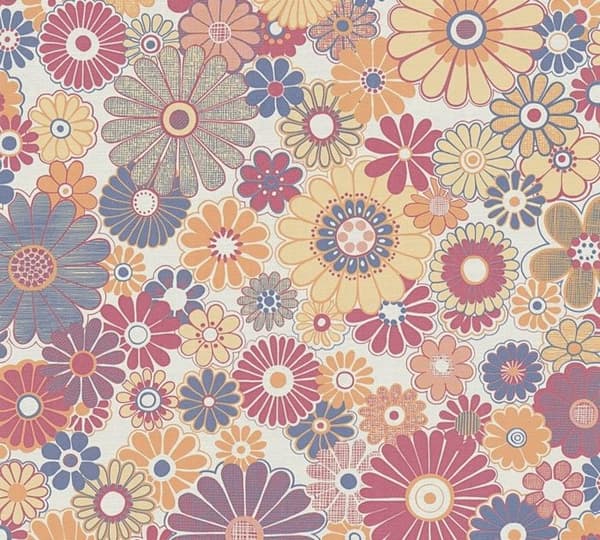 Papper Tapet Lenni Blommor M1-No.10926 Non-woven Röd Blå Tadessi 8.50 m x 0.53 m