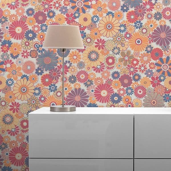 Papper Tapet Lenni Blommor M1-No.10926 Non-woven Röd Blå Tadessi 8.50 m x 0.53 m