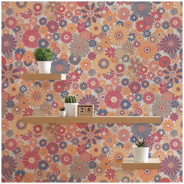 Papper Tapet Lenni Blommor M1-No.10926 Non-woven Röd Blå Tadessi 8.50 m x 0.53 m