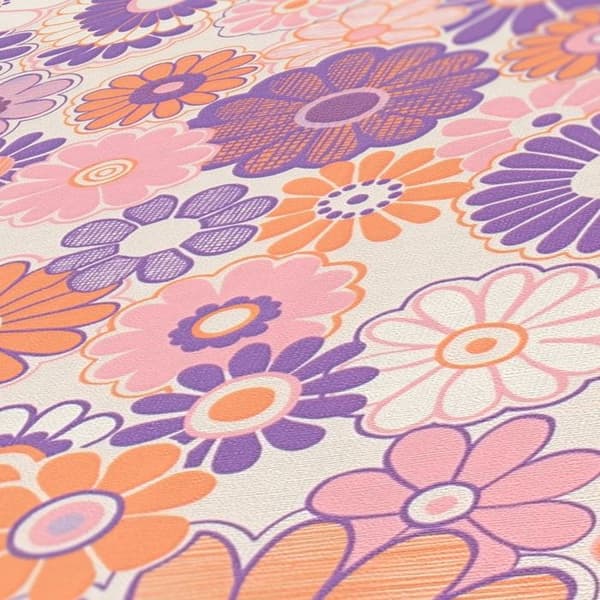 Tapet Blommor M1-No.10923 Non-woven Lila Orange Tadessi 8.50 m x 0.53 m