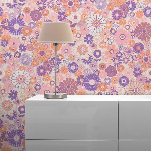 Tapet Blommor M1-No.10923 Non-woven Lila Orange Tadessi 8.50 m x 0.53 m
