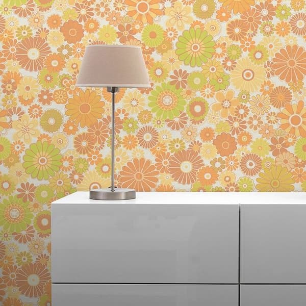 Papper Tapet Lenni Blommor M1-No.10927 Vinyltapet Gul Grön Tadessi 8.50 m x 0.53 m