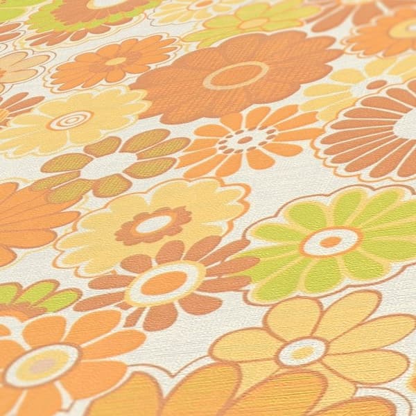 Papper Tapet Lenni Blommor M1-No.10927 Vinyltapet Gul Grön Tadessi 8.50 m x 0.53 m