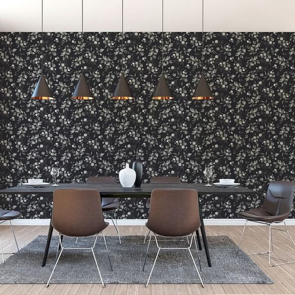 tapet Valentin blommor M1-No.11243 non-woven svart grå Tadessi 10,05 m x 0,53 m