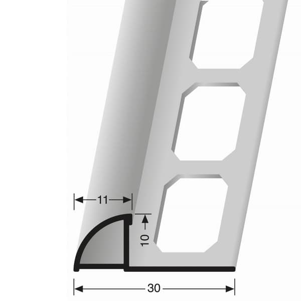 Profil för klinker 10 x 30 x 2500 mm Kantens höjd 10 mm Fyrkantig aluminiumprofil Stansad Meta-profil...