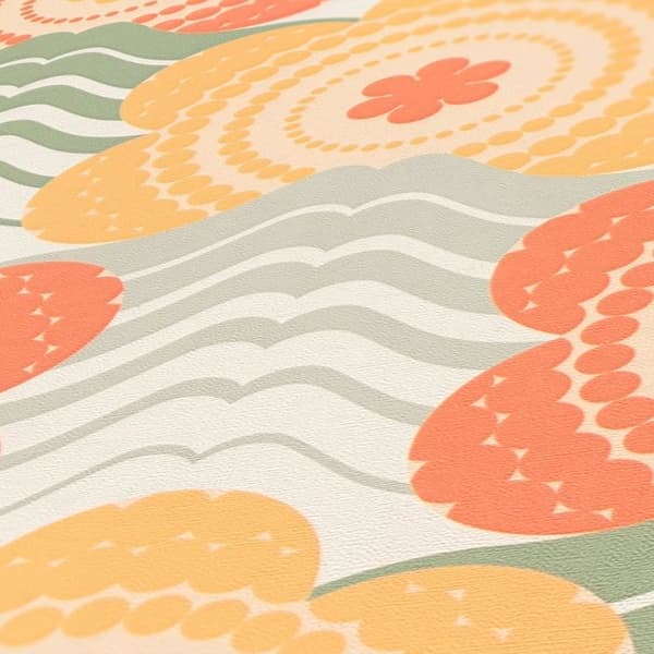 Tapet Blommor M1-No.10946 Non-woven Orange Gul Tadessi 8.50 m x 0.53 m