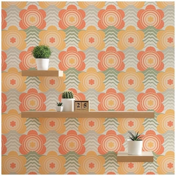 Tapet Blommor M1-No.10946 Non-woven Orange Gul Tadessi 8.50 m x 0.53 m