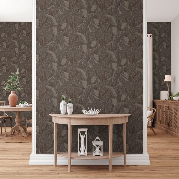 Tapet Matilde Träd Blad M1-No.11006 Vinyltapet Brun Grå Tadessi 10,05 m x 0,53 m