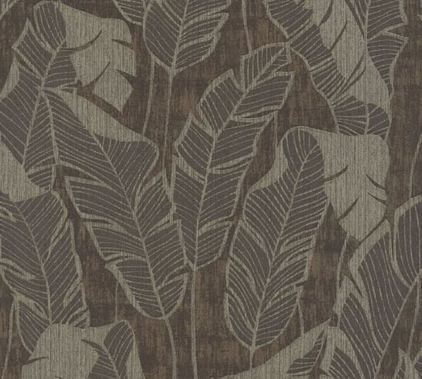 Tapet Matilde Träd Blad M1-No.11006 Vinyltapet Brun Grå Tadessi 10,05 m x 0,53 m