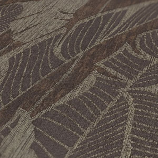 Tapet Matilde Träd Blad M1-No.11006 Vinyltapet Brun Grå Tadessi 10,05 m x 0,53 m