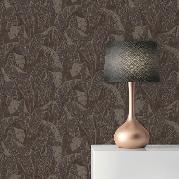 Tapet Matilde Träd Blad M1-No.11006 Vinyltapet Brun Grå Tadessi 10,05 m x 0,53 m