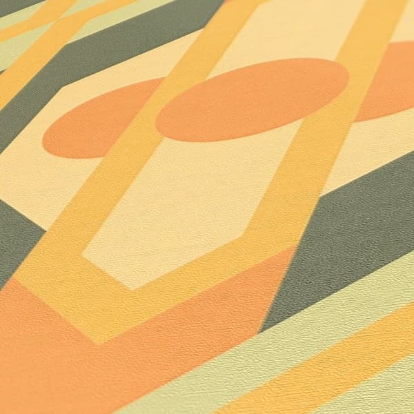 Grafiskt Tapet M1-No.10904 Non-Woven Grön Gul Tadessi 8.50 m x 0.53 m