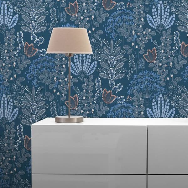 Papper Tapet Lenni Blommor M1-No.10965 Non-Woven Blå Vit Tadessi 10.05m x 0.53 m