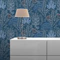 Miniatyrbild 3 av 5: Papper Tapet Lenni Blommor M1-No.10965 Non-Woven Blå Vit Tadessi 10.05m x 0.53 m