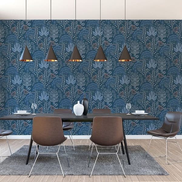 Papper Tapet Lenni Blommor M1-No.10965 Non-Woven Blå Vit Tadessi 10.05m x 0.53 m