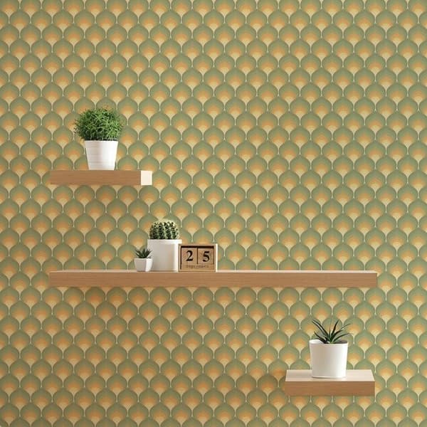 Grafiskt Tapet M1-No.10938 Non-Woven Grön Gul Tadessi 8.50 m x 0.53 m