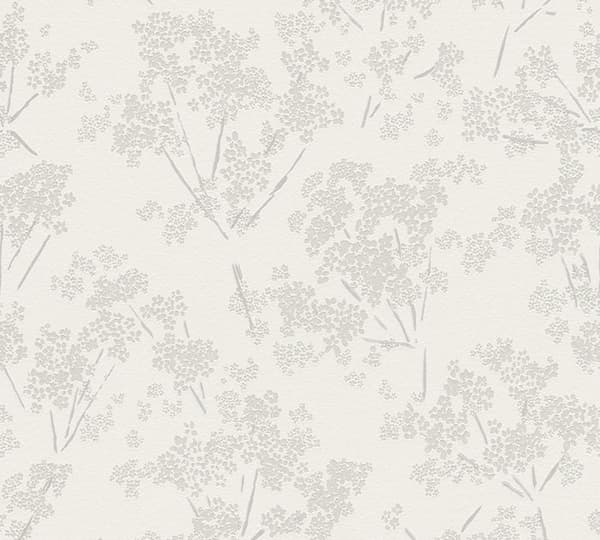 Papper Tapet Lenni Blommor M1-No.11081 Vinyltapet Vit Grå Tadessi 10.05m x 0.53 m