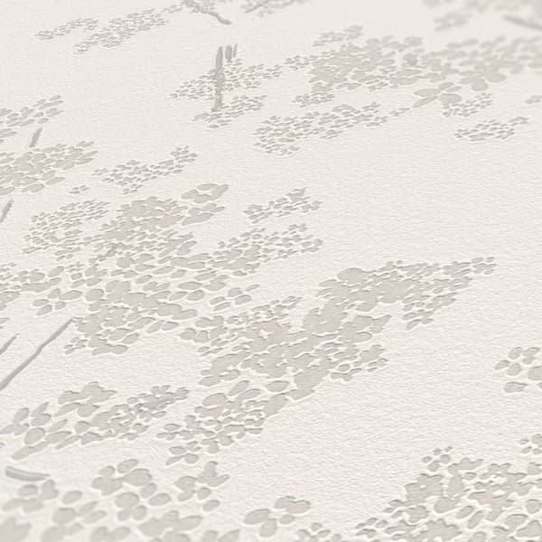 Papper Tapet Lenni Blommor M1-No.11081 Vinyltapet Vit Grå Tadessi 10.05m x 0.53 m