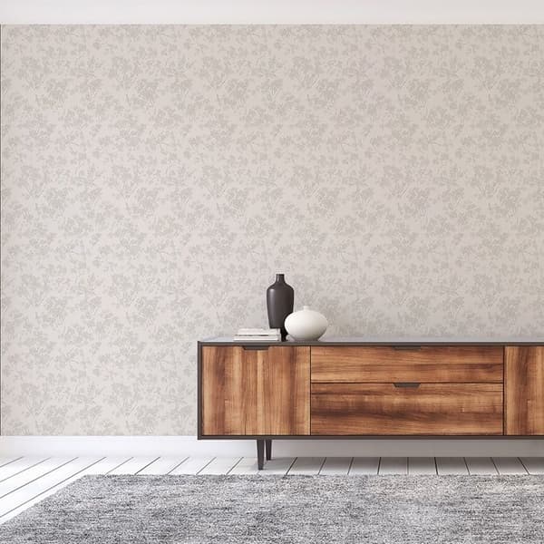 Papper Tapet Lenni Blommor M1-No.11081 Vinyltapet Vit Grå Tadessi 10.05m x 0.53 m