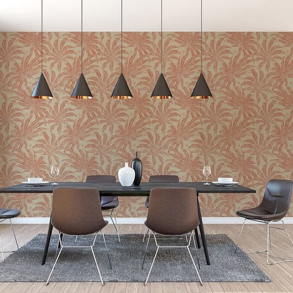 Papper Tapet Blommor M1-No.11000 Non-Woven Beige Röd Tadessi 10.05m x 0.53 m