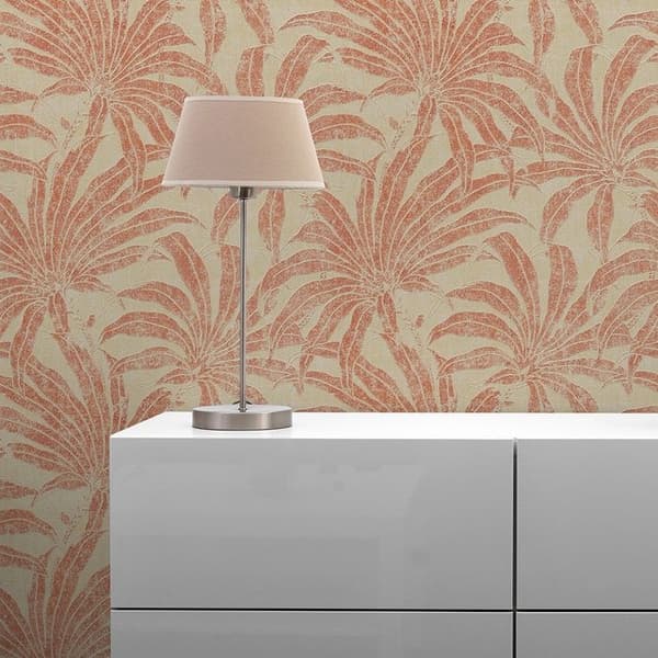 Papper Tapet Blommor M1-No.11000 Non-Woven Beige Röd Tadessi 10.05m x 0.53 m