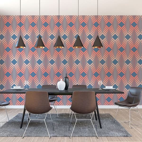 Grafiskt Tapet M1-No.10909 Non-woven Blå Röd Tadessi 8.50 m x 0.53 m